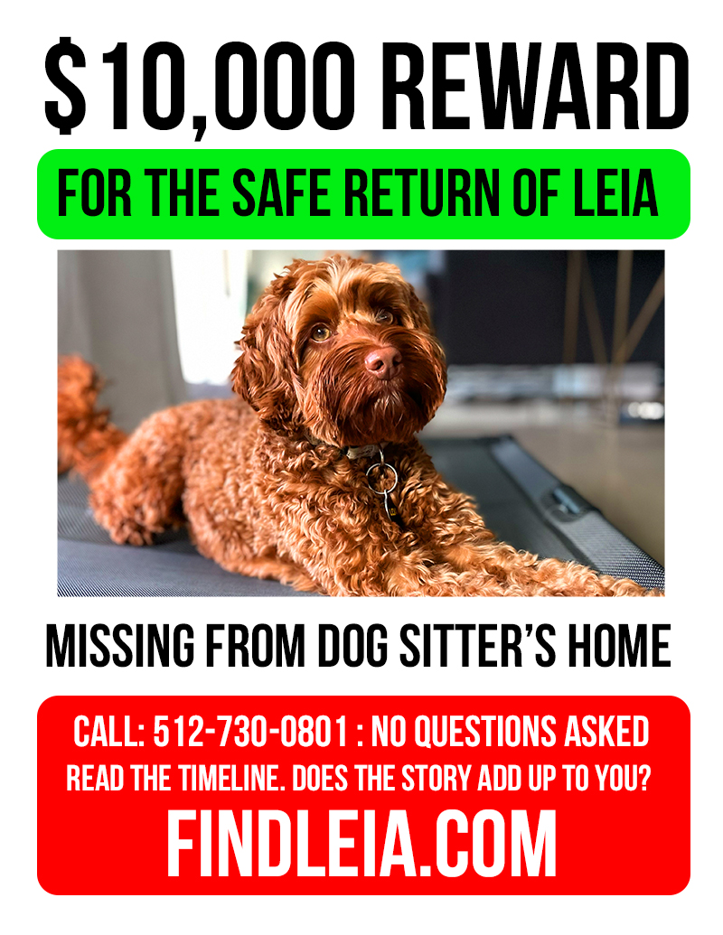 Ten-thousand-dollar reward flyer for Leia
